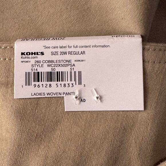 Croft & Barrow SZ 20W Straight Pants Stretch Pull-On Mid-Rise Flat Front Pockets - Picture 8 of 10